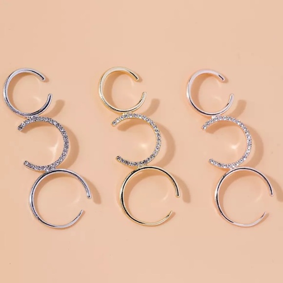 ⚜️[𝟯/$𝟭𝟴]⚜️NEW Rhinestone 3 Circle Crawler Earring - Picture 4 of 12